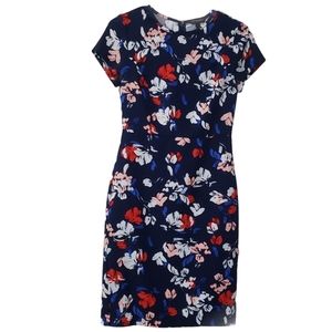 Banana Republic Red White Blue Peach Floral Shift Dress Size 0